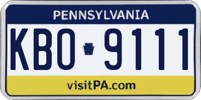 PA license plate KBO9111