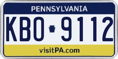 PA license plate KBO9112