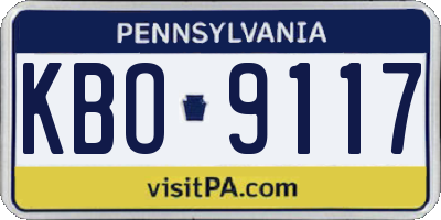 PA license plate KBO9117
