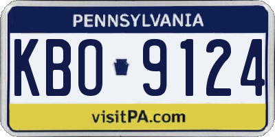 PA license plate KBO9124