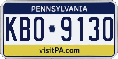 PA license plate KBO9130