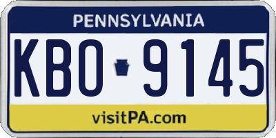 PA license plate KBO9145