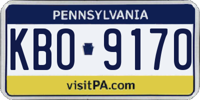 PA license plate KBO9170