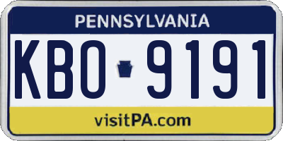 PA license plate KBO9191