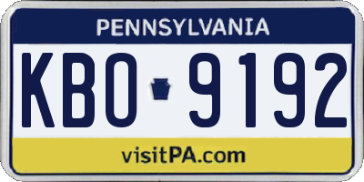 PA license plate KBO9192