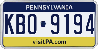 PA license plate KBO9194