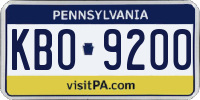 PA license plate KBO9200