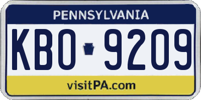 PA license plate KBO9209