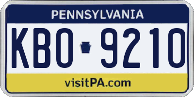 PA license plate KBO9210