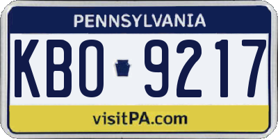PA license plate KBO9217