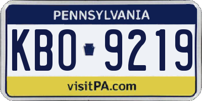 PA license plate KBO9219