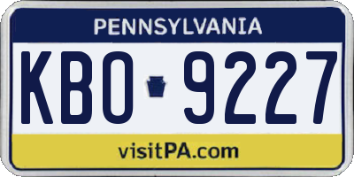 PA license plate KBO9227