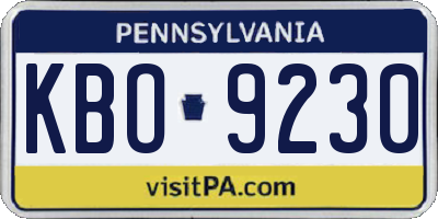 PA license plate KBO9230