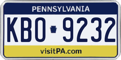 PA license plate KBO9232