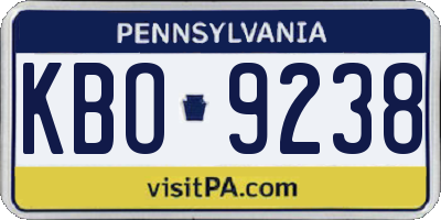 PA license plate KBO9238
