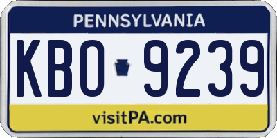 PA license plate KBO9239