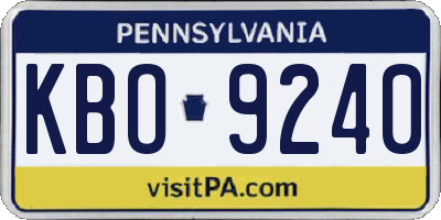 PA license plate KBO9240