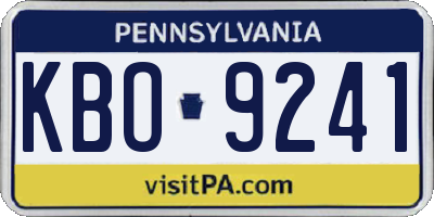PA license plate KBO9241