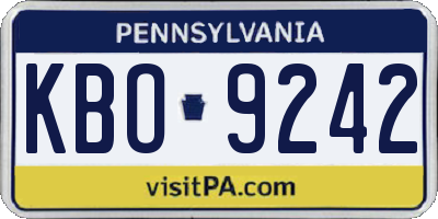 PA license plate KBO9242