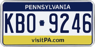 PA license plate KBO9246