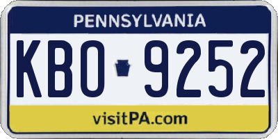 PA license plate KBO9252