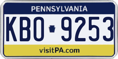PA license plate KBO9253