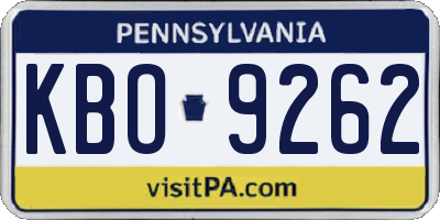PA license plate KBO9262