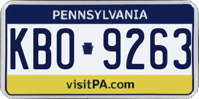 PA license plate KBO9263