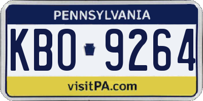 PA license plate KBO9264