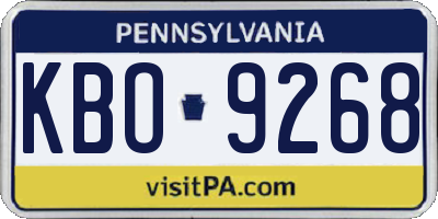 PA license plate KBO9268