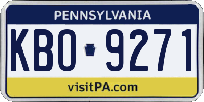 PA license plate KBO9271