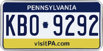 PA license plate KBO9292
