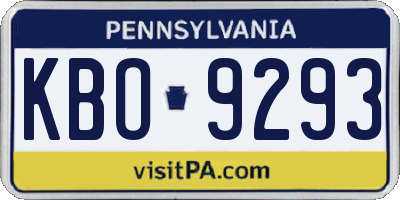 PA license plate KBO9293