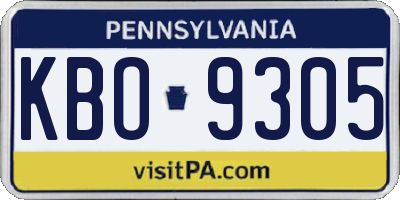 PA license plate KBO9305
