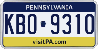 PA license plate KBO9310
