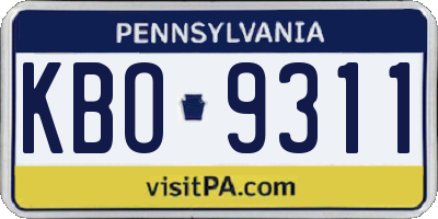 PA license plate KBO9311