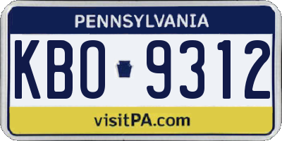 PA license plate KBO9312