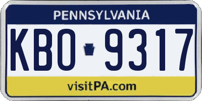 PA license plate KBO9317