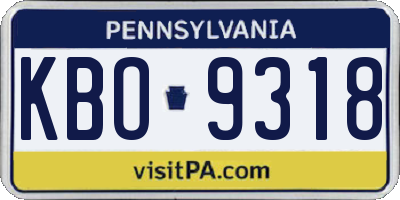 PA license plate KBO9318