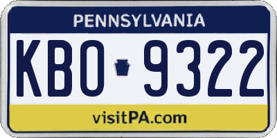 PA license plate KBO9322