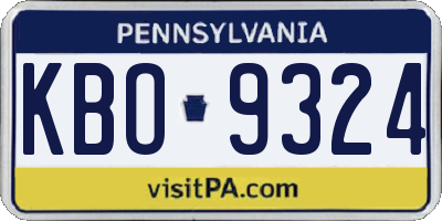 PA license plate KBO9324