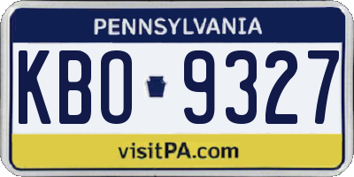 PA license plate KBO9327