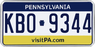PA license plate KBO9344