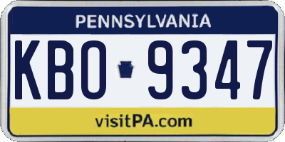 PA license plate KBO9347