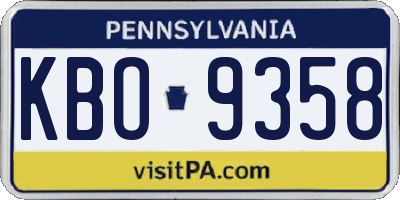 PA license plate KBO9358