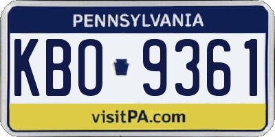 PA license plate KBO9361