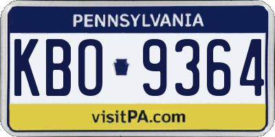 PA license plate KBO9364