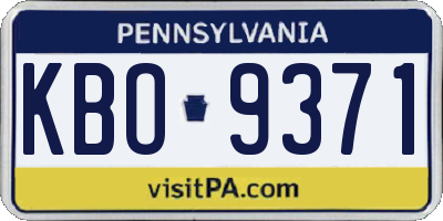 PA license plate KBO9371