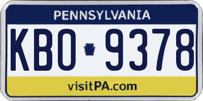 PA license plate KBO9378