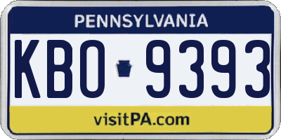 PA license plate KBO9393
